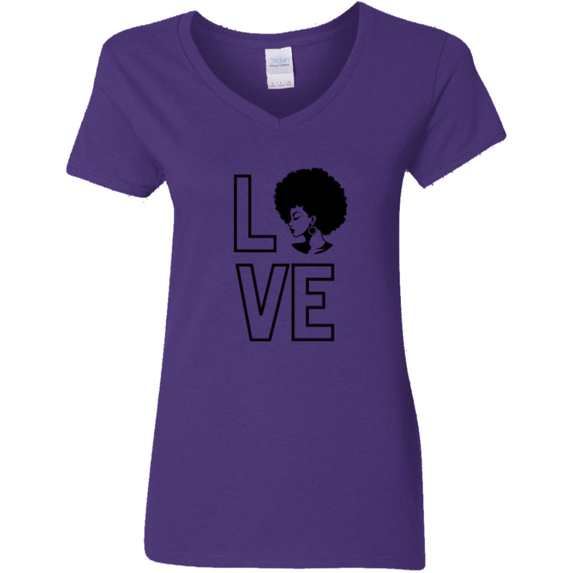 Love w/Afro - V-Neck T-Shirt