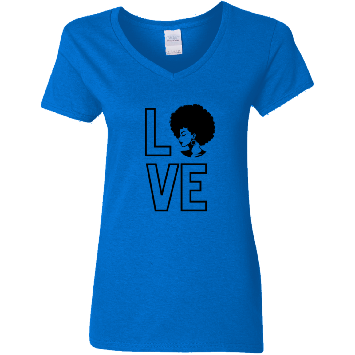Love w/Afro - V-Neck T-Shirt