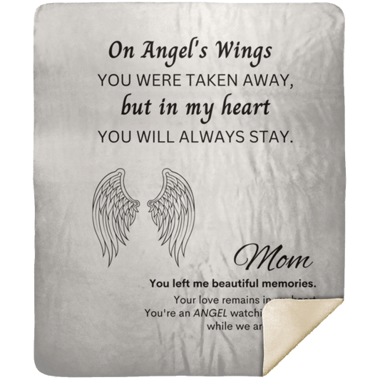 Memory Blanket for Mom (Angel's Wings) - Premium Mink Sherpa Blanket 50x60