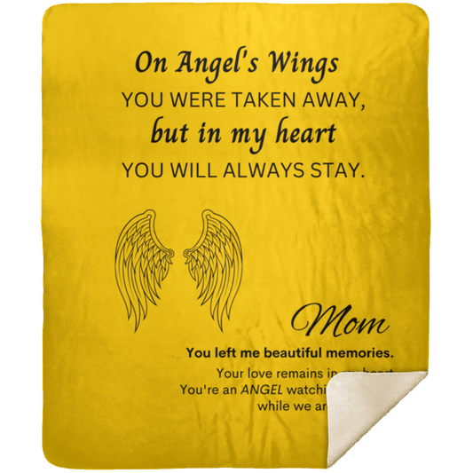 Memory Blanket for Mom (Angel's Wings) - Premium Mink Sherpa Blanket 50x60
