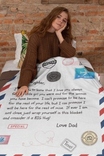 Postcard to Daughter from Dad - Fleece or Sherpa Blanket - 50x60