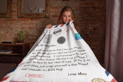 Postcard to Daughter from Mom - Fleece Blanket - 50x60