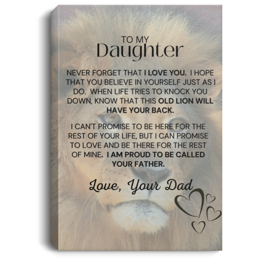 Daughter Canvas with Lion - Portrait Canvas .75in Frame