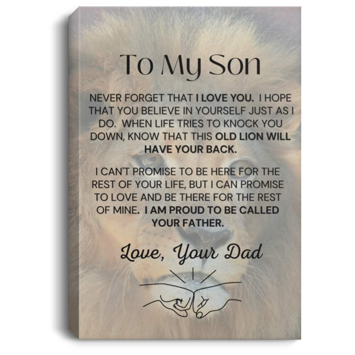 Son Canvas with Lion - Portrait Canvas .75in Frame