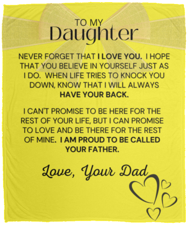 Daughter Bow from Dad - Cozy Plush Fleece Blanket - 50x60