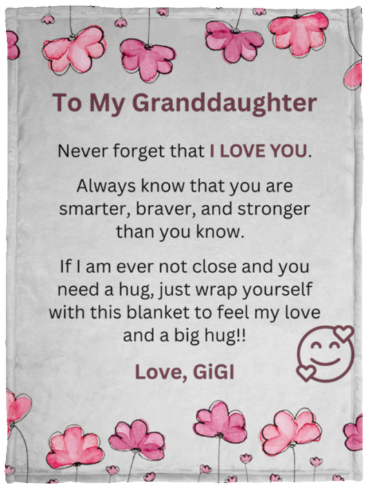 Granddaughter Pink Flowers - Cozy Plush Fleece Blanket - 30x40