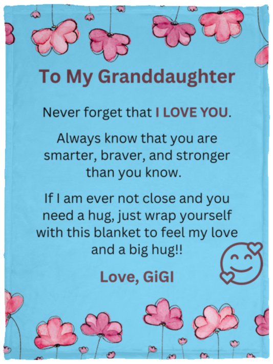 Granddaughter Pink Flowers - Cozy Plush Fleece Blanket - 30x40
