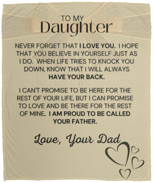 Daughter Bow from Dad - Cozy Plush Fleece Blanket - 50x60