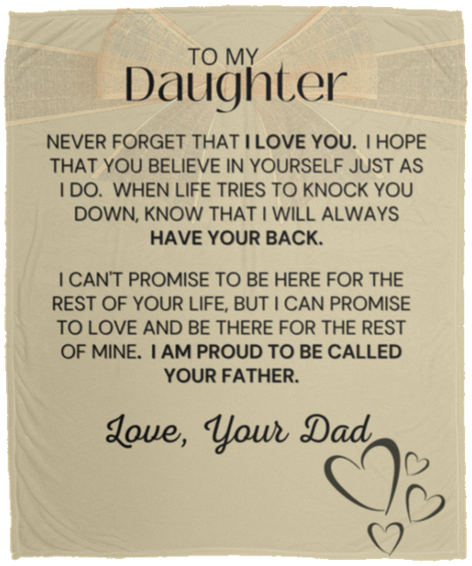 Daughter Bow from Dad - Cozy Plush Fleece Blanket - 50x60