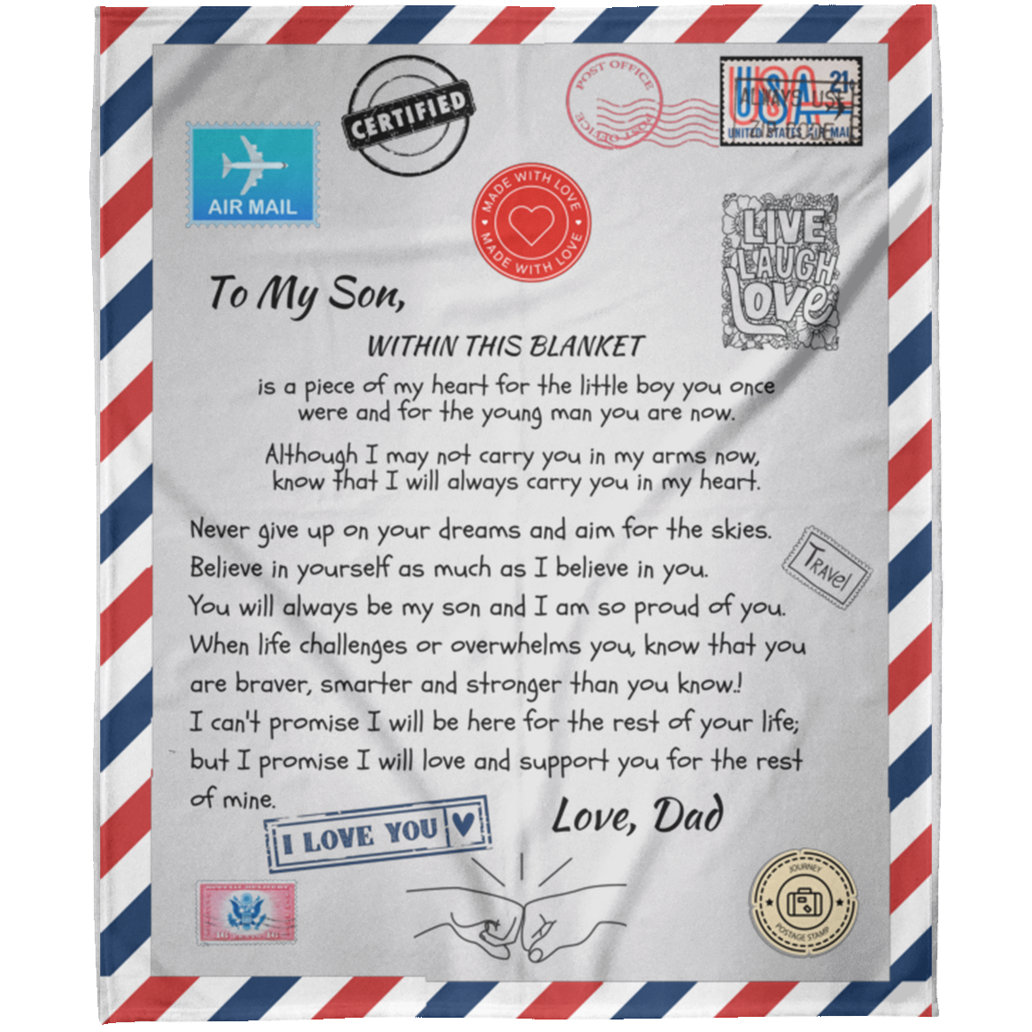 Postcard to Son from Dad - Arctic Fleece Blanket 50x60