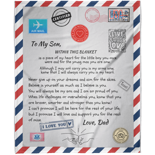 Postcard to Son from Dad - Arctic Fleece Blanket 50x60