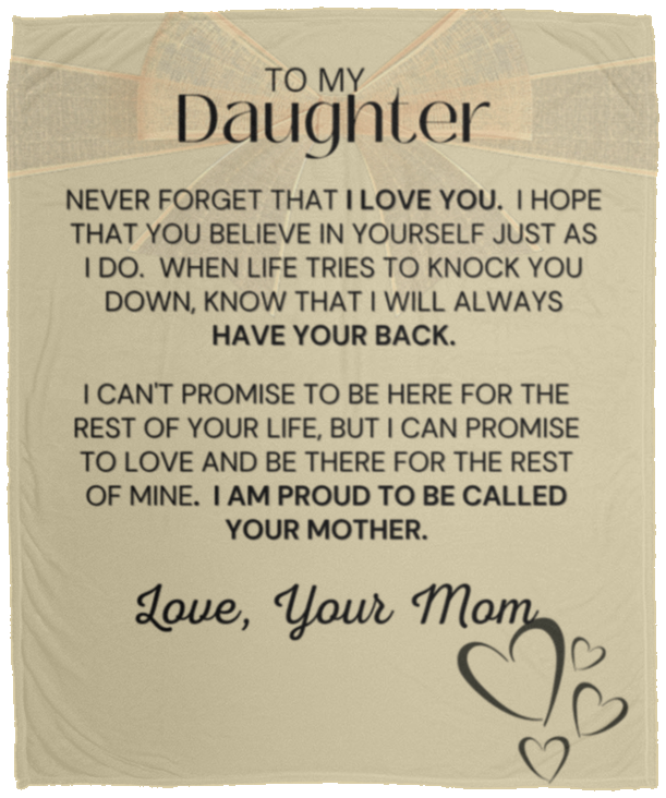 Daughter Bow from Mom - Cozy Plush Fleece Blanket - 50x60