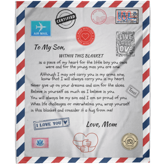 Postcard to Son from Mom - Arctic Fleece Blanket 50x60