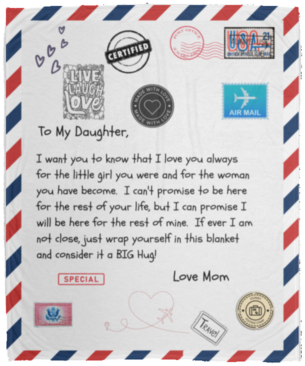 Postcard to Daughter from Mom - Fleece Blanket - 50x60