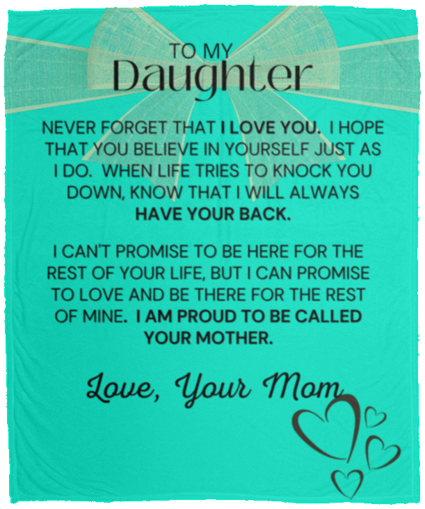 Daughter Bow from Mom - Cozy Plush Fleece Blanket - 50x60