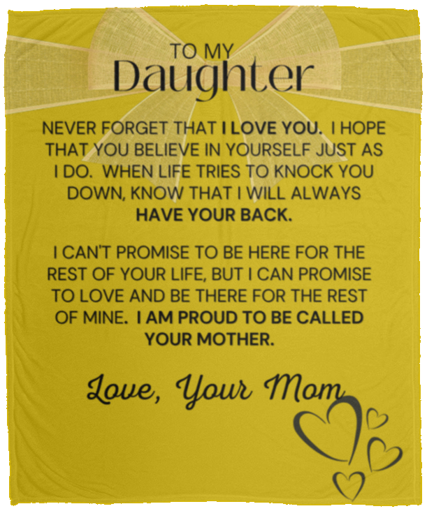 Daughter Bow from Mom - Cozy Plush Fleece Blanket - 50x60