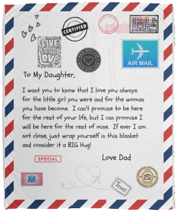 Postcard to Daughter from Dad - Fleece or Sherpa Blanket - 50x60
