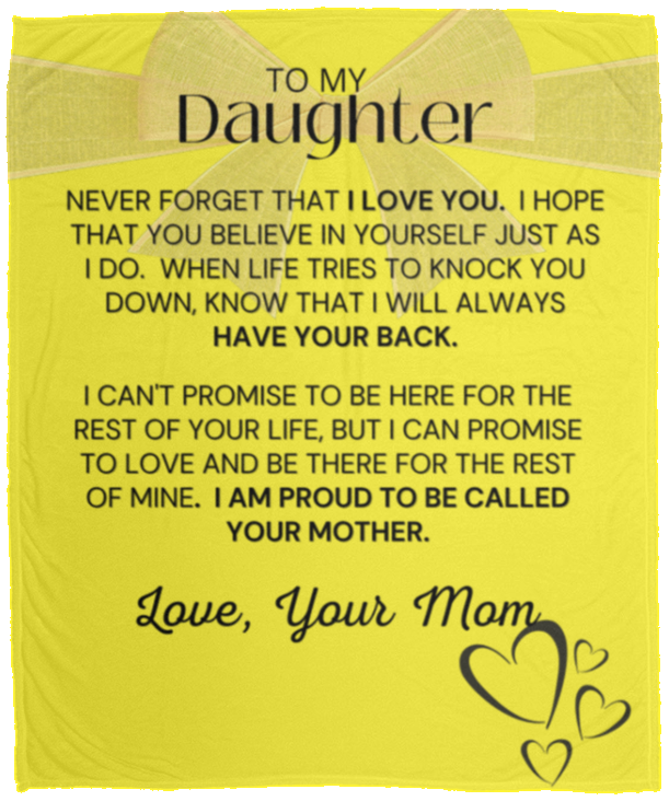 Daughter Bow from Mom - Cozy Plush Fleece Blanket - 50x60