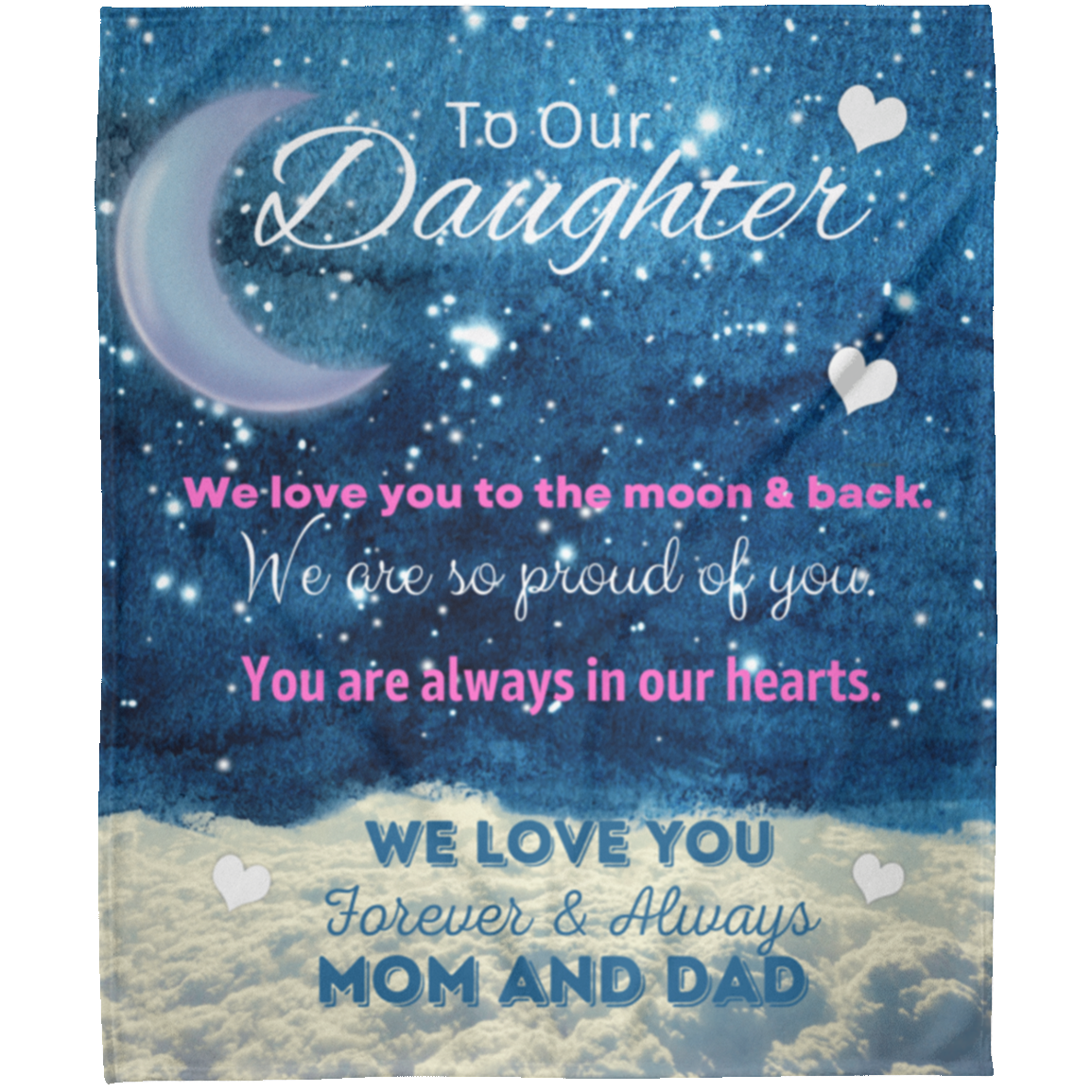 Daughter to the Moon and Back - Arctic Fleece Blanket 50x60