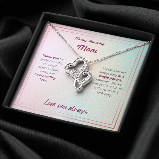 Amazing Mom / Single Parent / Double Hearts Necklace