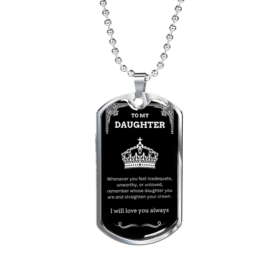 Daughter - Crown - Dog Tag Necklace
