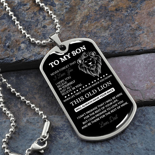 Son - Old Lion - Dog Tag Necklace