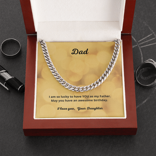 Dad birthday / Dad / Cuban Link Chain Necklace Mahoghany Box