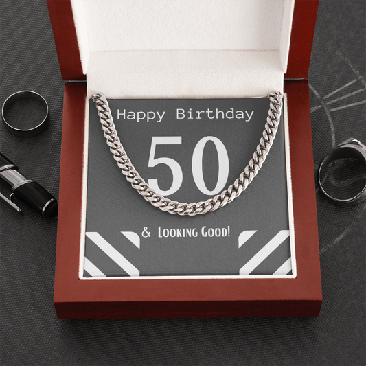 Happy 50th birthday for him; Birthday Necklace for him