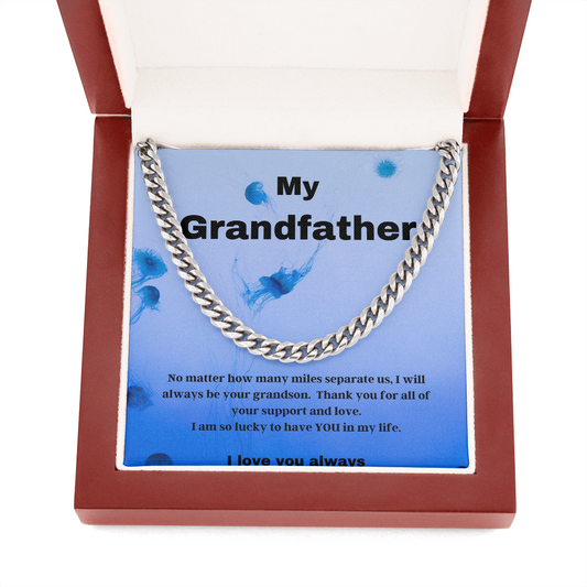 Grandfather / Love you / Cuban Link Chain Necklace