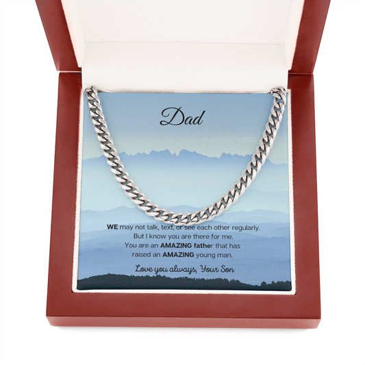 Dad | Dad from Son | Amazing Father Love Your Son | Cuban Link Chain Necklace w/Mahoghany Box