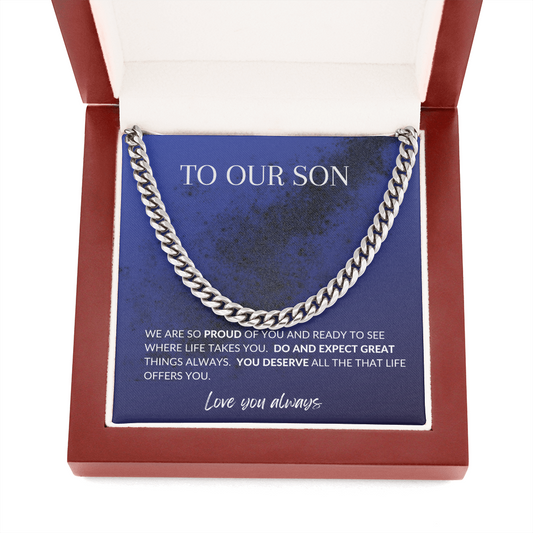 Our Son / Son from Parents / Cuban Link Chain Necklace