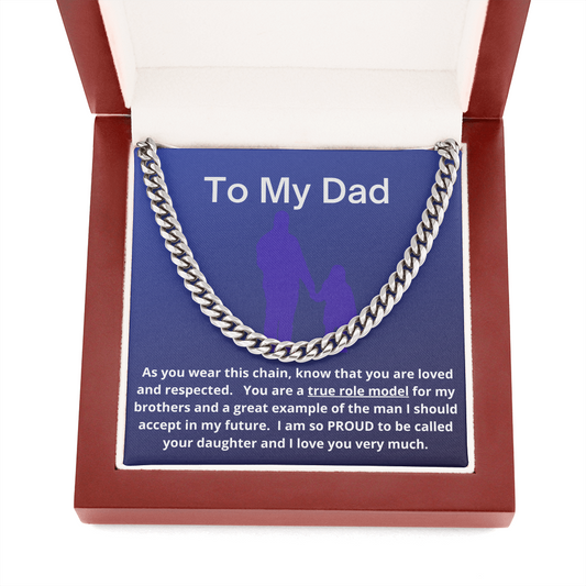 To My Dad from Daughter / Gift for Dad / Proud to be Daughter / Cuban Link Chain Necklace