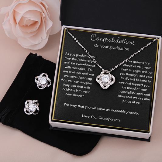 Graduate / Graduation Gift for her / Graduation Gift from Grandparents /Love Knot Earrings and Necklace Gift Set