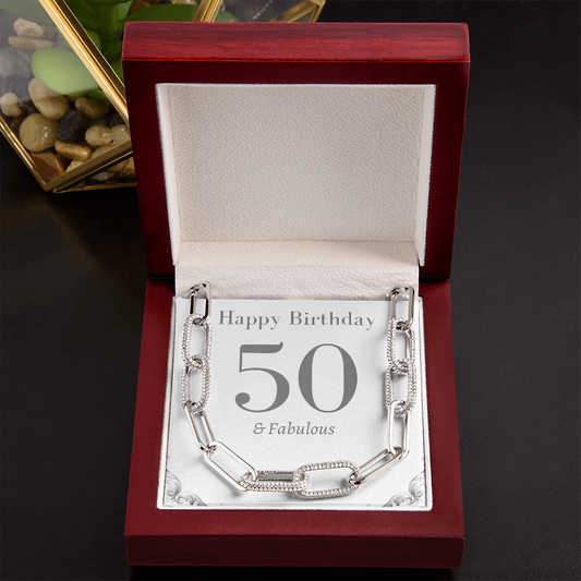 Happy Birthday / Happy 50th Birthday / 50 and Fabulous / Forever Linked Necklace
