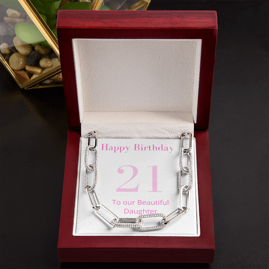 Daughter Necklace, Happy 21st Birthday Necklace, 21 year old daughter