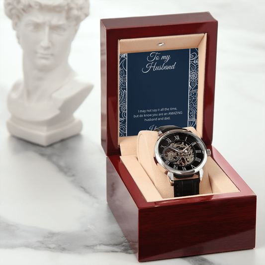 Men's Openwork Watch / For Husband / Amazing Husband and Dad / Watch Gift for Husband