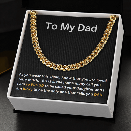 My Dad / Gift to Dad from Daughter / Adjustable Cuban Link Chain Necklace Gift