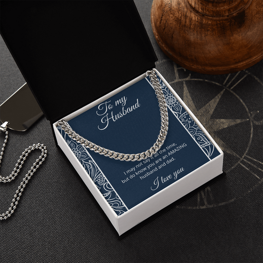 My Husband / Amazing Husband and Dad / Gift for Husband / Adjustable Link Chain Necklace Gift