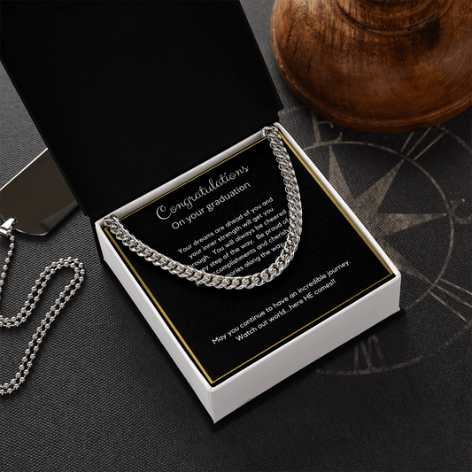 Graduation necklace for him; graduation gift for son