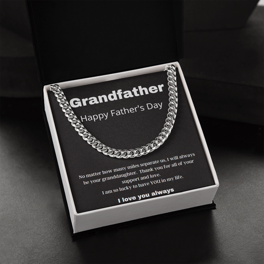 Grandfather / Father's Day Gift for Grandfather / Adjustable Cuban Link Chain Necklace
