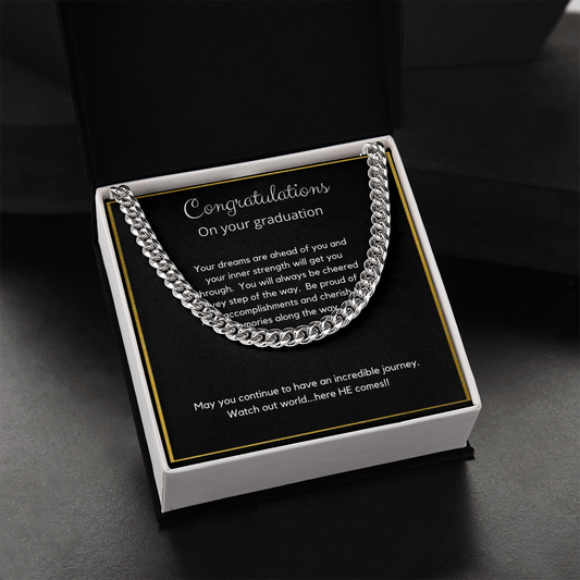 Graduation / Graduation Gift for Him / Adjustable Cuban Link Chain Necklace