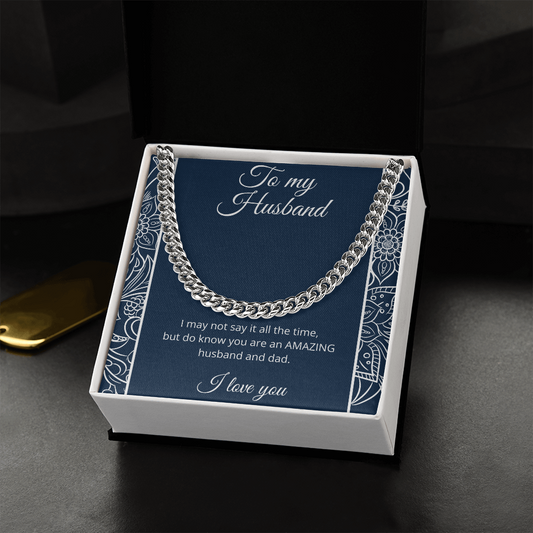 My Husband / Amazing Husband and Dad / Gift for Husband / Adjustable Link Chain Necklace Gift