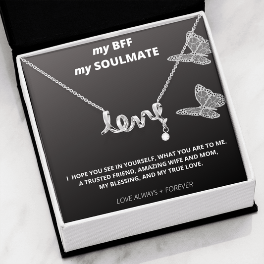 Scripted Love Necklace for her, Love necklace, necklace gift for wife, necklace gift for soulmate