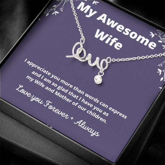 My Awesome Wife / Wife Gift / Wife Necklace Gift / Scripted Love Necklace