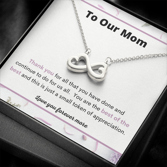 To Our Mom / Mom Necklace Gift / Infinity Heart Necklace Gift