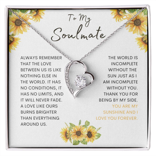 Soulmate is your sunshine, soulmate gift with text card and necklace, necklace heart gift for soulmate, soulmate