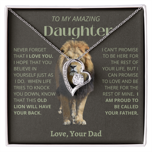 Amazing Daughter - Dad Old Lion - Forever Love Necklace