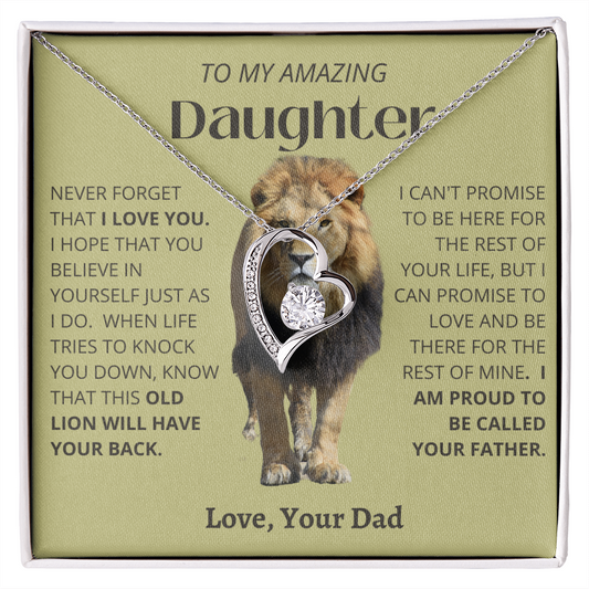 Amazing Daughter - Dad Old Lion Tan - Forever Love Necklace