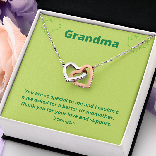 Grandma You are Special / Two Interlocking Hearts Necklace