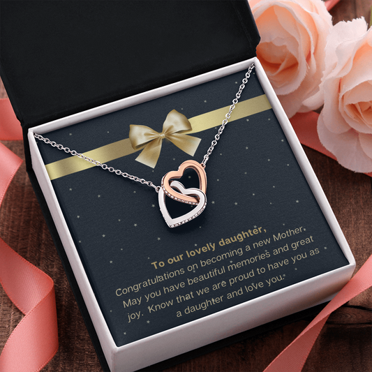 New Mom / Daughter / From Parents to Daughter / Happy Mother's Day / Two Interlocking Hearts Necklace